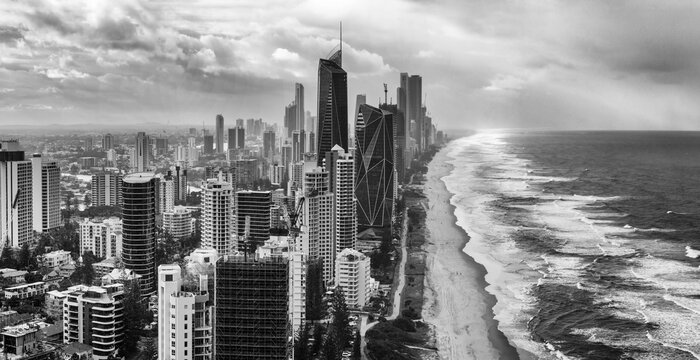 D GC Tele short towers edge rain BW pan
