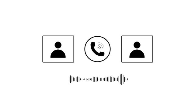 Animated Minimalist Audio Call Interface with Voice Waveform on White Background