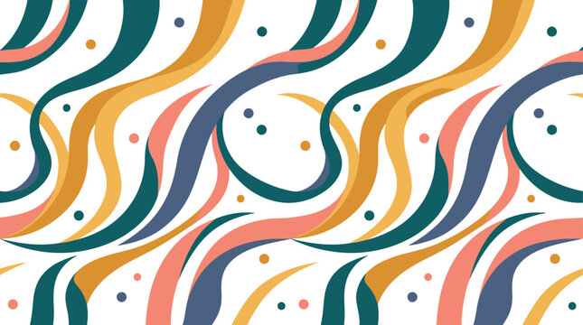 Retro wave pattern abstract fluid lines and polka dots background
