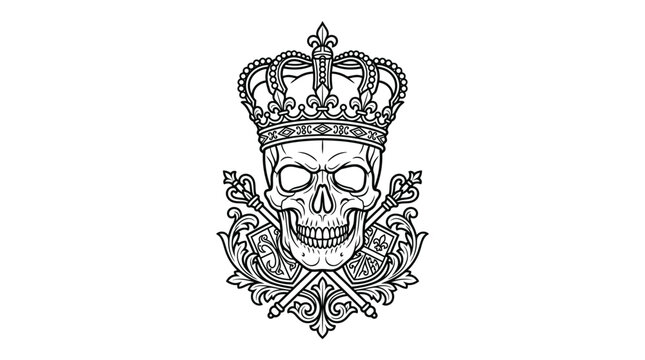 Skull wearing a crown symbol.