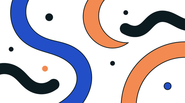 Abstract colorful swirling shapes and dots pattern