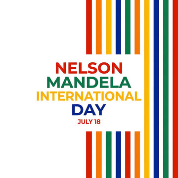 Nelson Mandela International Day colorful stripes logo