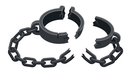 26 julyLiberia independents day Broken handcuffs, shattered chains, freedom symbol, black metal isolated on White Background EPS © Mim