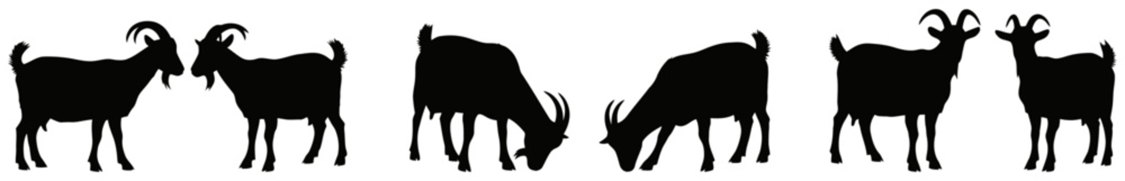 Collection of goat silhouettes in various poses