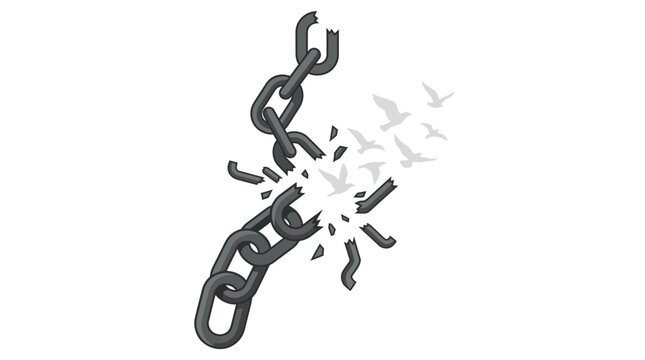 26 julyLiberia independents day Breaking chain, freedom concept, breaking free, shackles, liberation isolated on White Background EPS