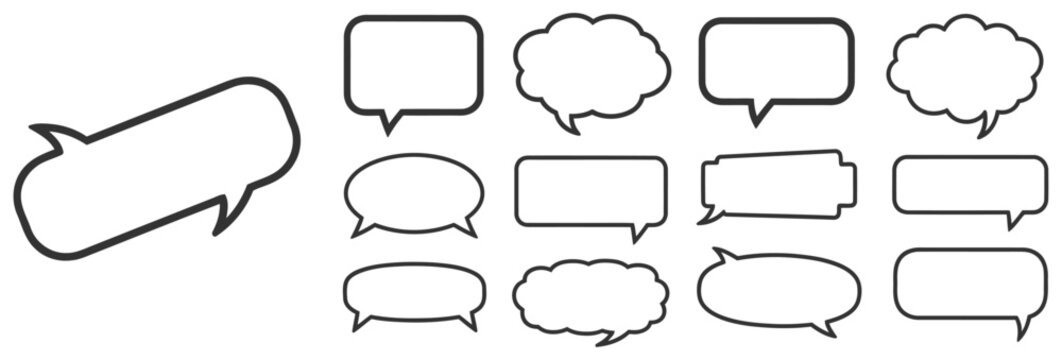 Collection of empty speech bubbles and thought balloons vector illustration