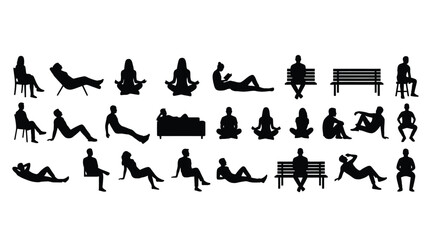 Obraz premium Vector illustration of people sitting and reclining in various poses