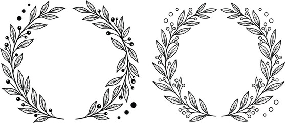 Vintage laurel wreath frames with leaves and berries © Israt