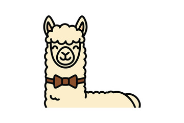 Cute Alpaca Vector with Bowtie Illustration © Caroline