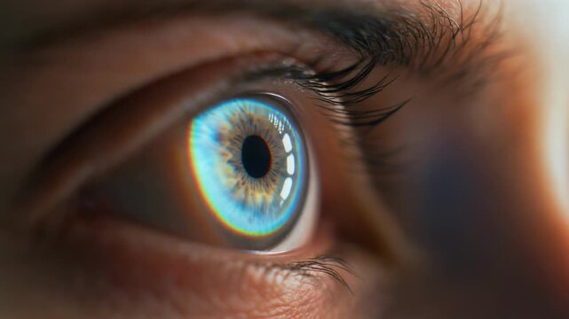 close up eye blinking sequence slow motion