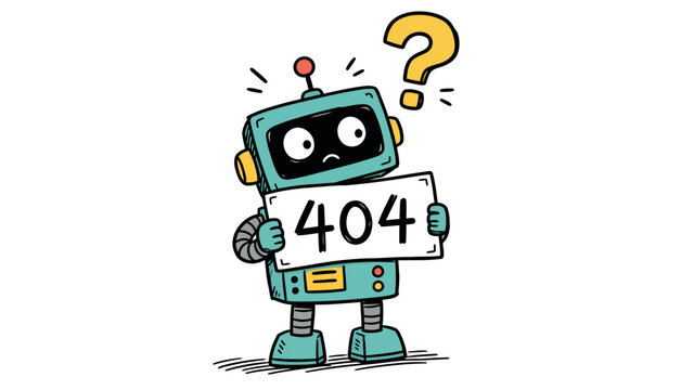 Robot Holding Error Sign.