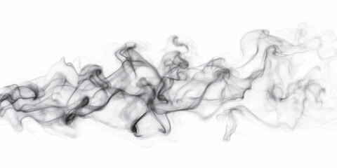 Abstract smoke and ink flow with swirling mist and wave motion on black background, smooth artistic curves, liquid paint shapes and light effects illustration © pixel