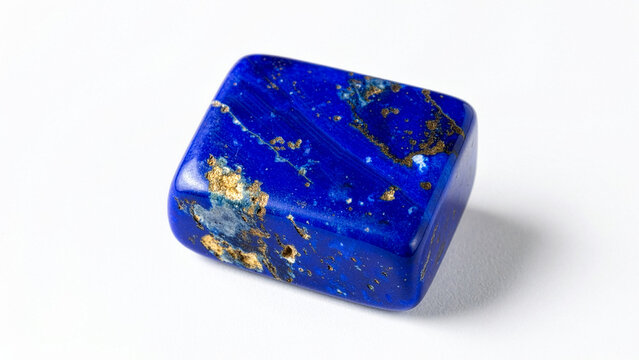 Polished Rectangular Lapis Lazuli Gemstone with Pyrite Inclusions