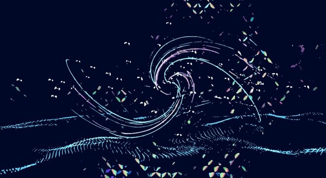 Abstract swirl of light particles and cosmic fluid energy