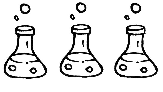 Cute Science Flask Doodle Set &mdash; Black Line Art Lab Equipment Vector