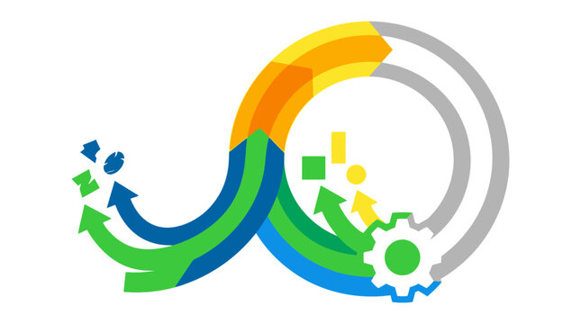 Agile Workflow Cycle with Arrows, Gear, and Icons - Business Process Concept