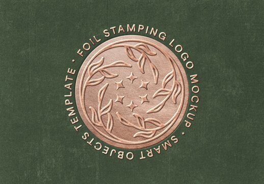 Bronze Foil Stamp Paper Mockup For Branding And Print Design