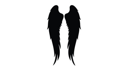 Fototapeta premium Long Vertical Angel Wings Silhouette Pair of Fallen Angel Wing Vector Design