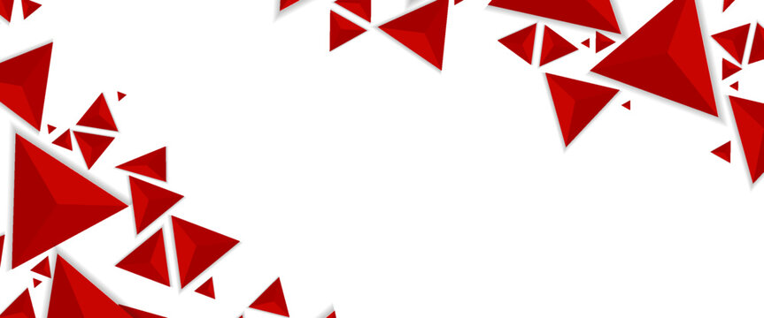 Abstract background with red 3d triangles isolated on white, dynamic geometric pyramid polygon vector background for modern banner, poster, and corporate template design.