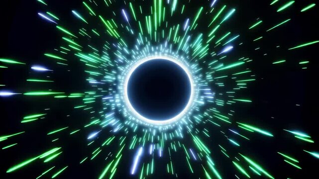 Abstract tunnel of light with a central dark circle