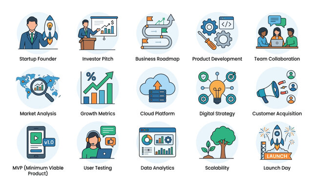 Vector illustrations for startup concepts and business strategies
