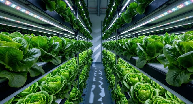Indoor Vertical Farm Green Leafy Vegetables Hydroponics Agriculture Technology