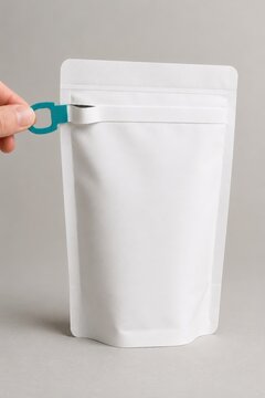 Sachet refermable blanc avec ouverture facile par languette