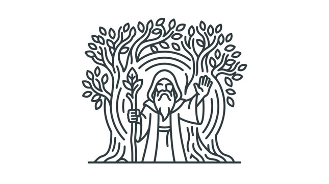 Biblical Moses with Burning Bush.