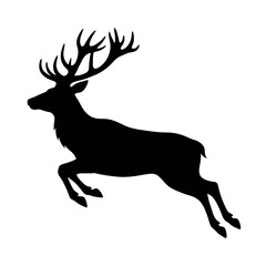 Fototapeta premium Deer, Stag, Elk Silhouette, Leaping Deer Icon, Black Wildlife Graphic isolated on White Background silhouette
