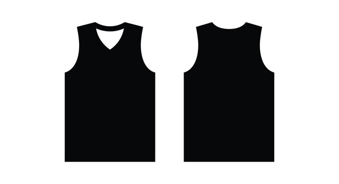 Two sleeveless athletic jerseys depicted as a black silhouette against a white background jersey wear sports apparel basketball