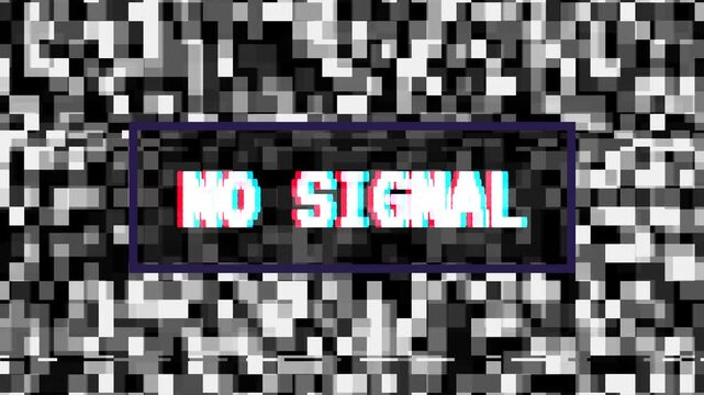 No signal text displayed on a television screen with static noise background