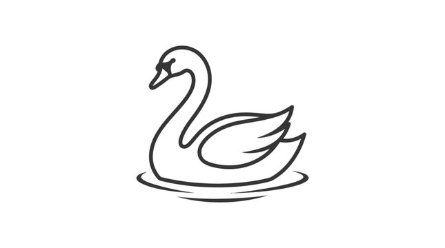 Black and white swan illustration drawing.