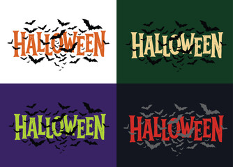 Obraz premium Halloween bats typography design elements