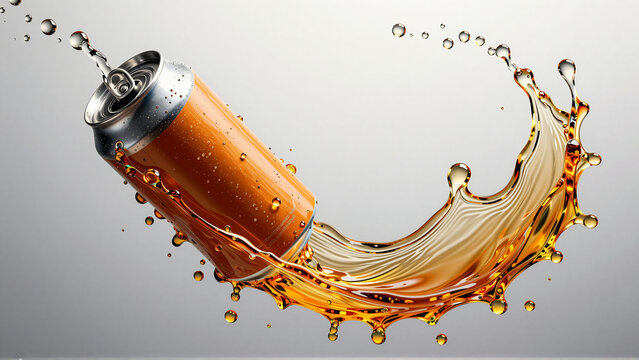 Orange Soda Splash Bursting from a Can