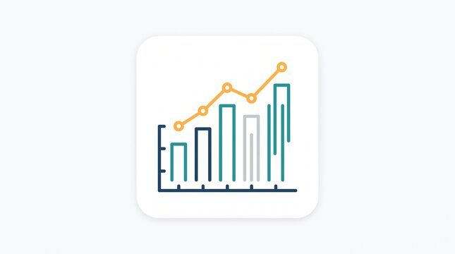 Business Growth Data Chart Icon Showing Bar Graph And Line Trend For Analytics And Finance
