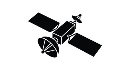 Satellite Silhouette On White Background Space Exploration Technology © Akhi