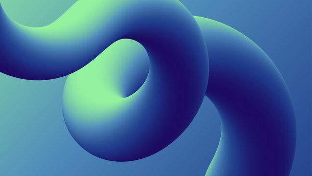 Modern abstract background design with 3d blue and green loop shape with vibrant gradient