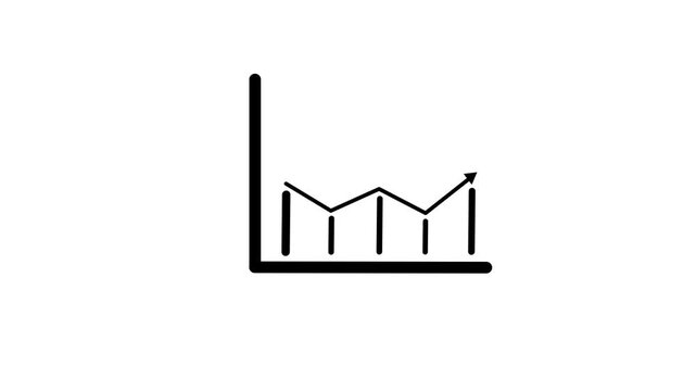 Chart animated outline icon.Animation for web mobile and design statistic chart rotation appearance animation on white background.