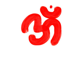 Fototapeta premium Red Om Aum Hindu symbol hand drawn doodle spiritual icon
