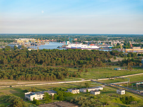 Stena Line ferry at the port of Ventspils in Latvia seen from above on June 28, 2026