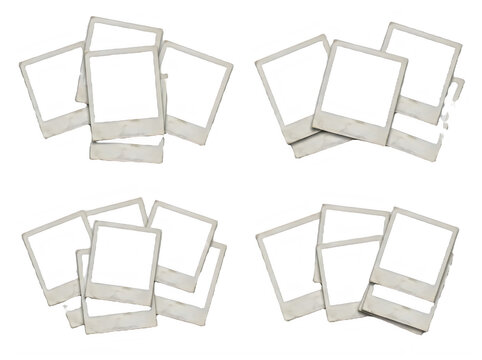 Collection of blank polaroid photo frames on transparent background  mockup transparent background