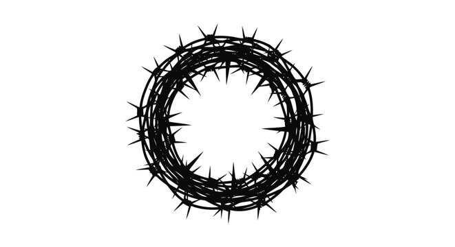 Vector illustration of crown of thorns icon, symbol of the suffering of jesus christ on a transparent background