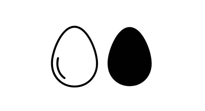 Vector illustration of black and white egg icons set on a transparent background