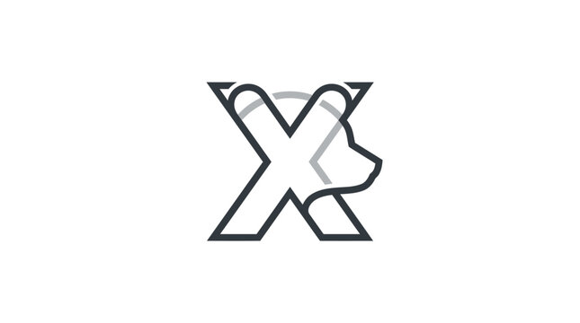 Dog Face in X Shape Logo.