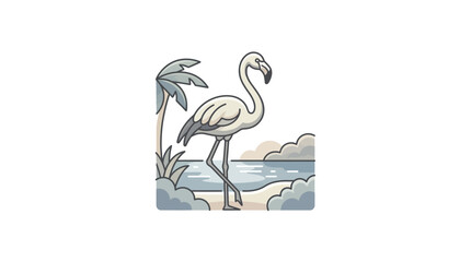Naklejka premium Flamingo standing on one leg profile.