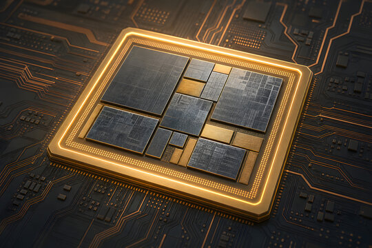 Glowing heterogeneous silicon chip package on circuit board