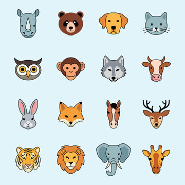 Simple animal icon collection illustration