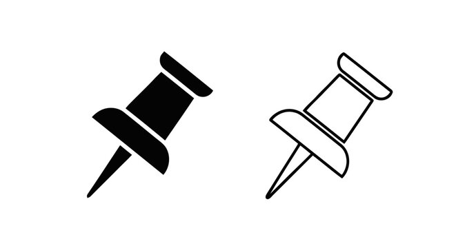 Vector illustration of pushpin icon set thumbtack symbol for marking and attaching on a transparent background
