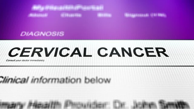 Camera Slides Across Generic Health Portal with Cervical Cancer Diagnosis