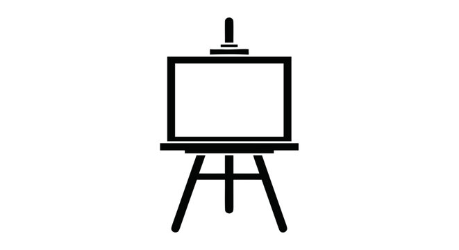 Vector illustration of easel with a blank canvas on a transparent background